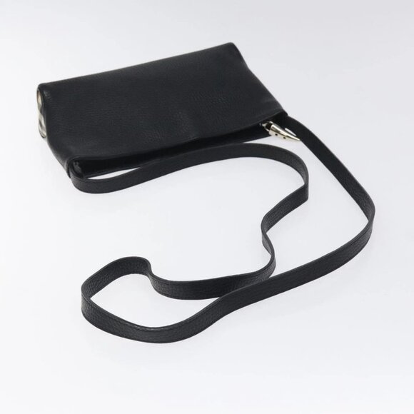 BURBERRY Shoulder Bag Leather Black Silver Auth am8354 - Picture 8 of 16